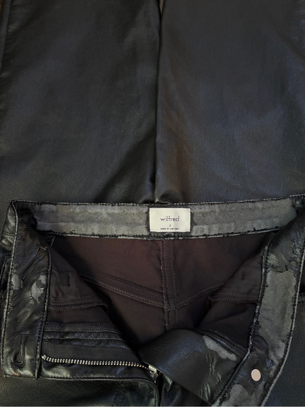 Wilfred Faux Leather Straight Leg Pants | Black | Size 2 | Aritzia - Picture 5 of 6